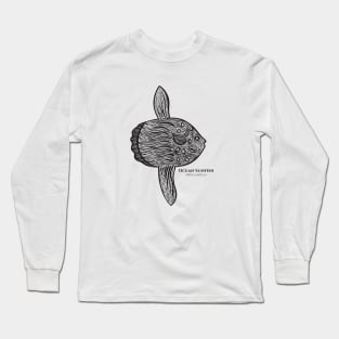 Ocean Sunfish or Mola with Common and Latin Names - on light colors Long Sleeve T-Shirt